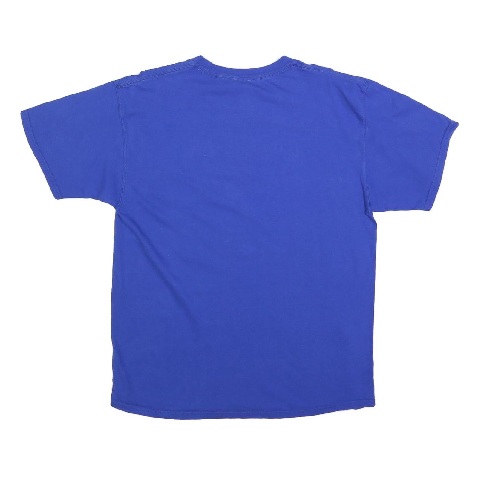 CHAMPION Mens Blue Graphic T-Shirt L Short Sleeve Crew Neck Casual Cotton