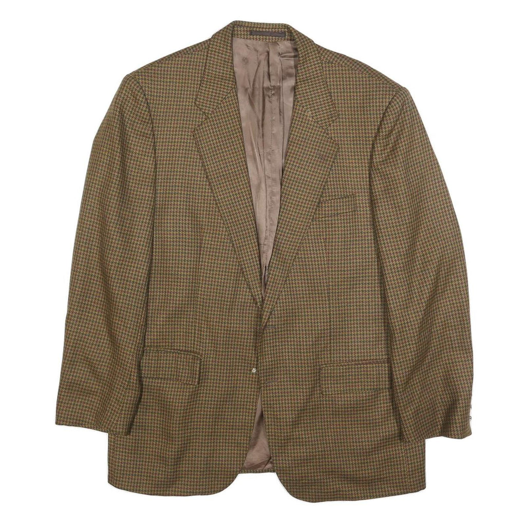 YVES SAINT LAURENT Mens Brown Wool Houndstooth Jacket M Woven Classic Tailored