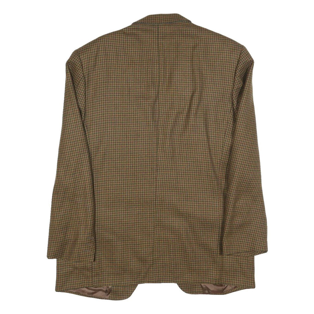 YVES SAINT LAURENT Mens Brown Wool Houndstooth Jacket M Woven Classic Tailored