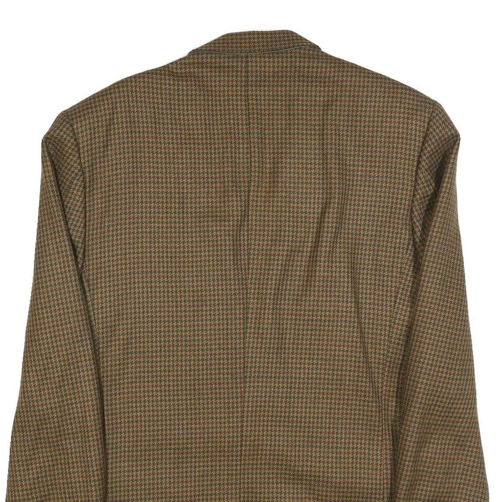YVES SAINT LAURENT Mens Brown Wool Houndstooth Jacket M Woven Classic Tailored