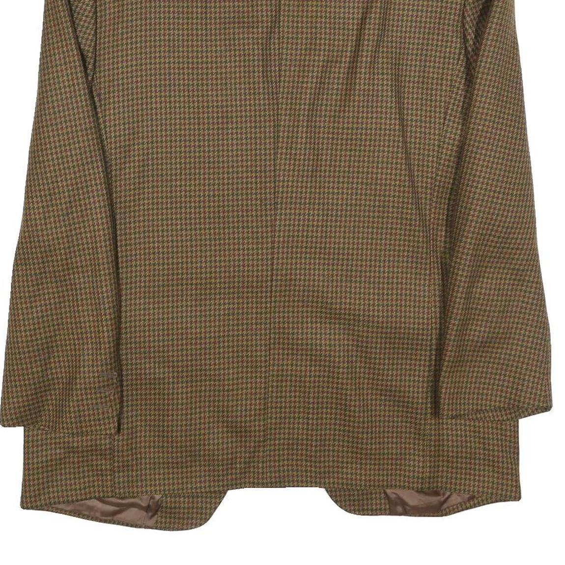 YVES SAINT LAURENT Mens Brown Wool Houndstooth Jacket M Woven Classic Tailored