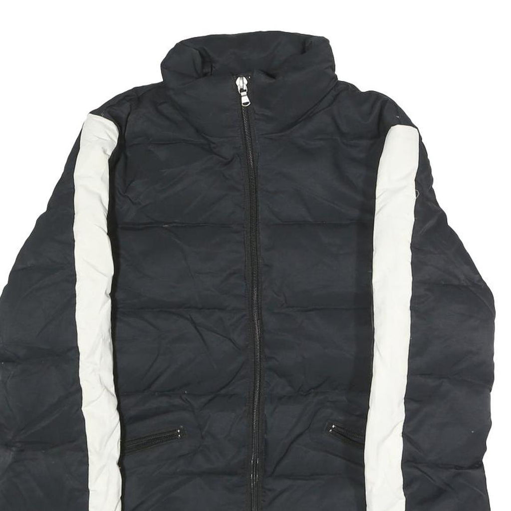 TOMMY JEANS Mens Black & White Slim Jacket S Polyester Puffer Zip Casual Warm