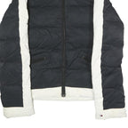 TOMMY JEANS Mens Black & White Slim Jacket S Polyester Puffer Zip Casual Warm