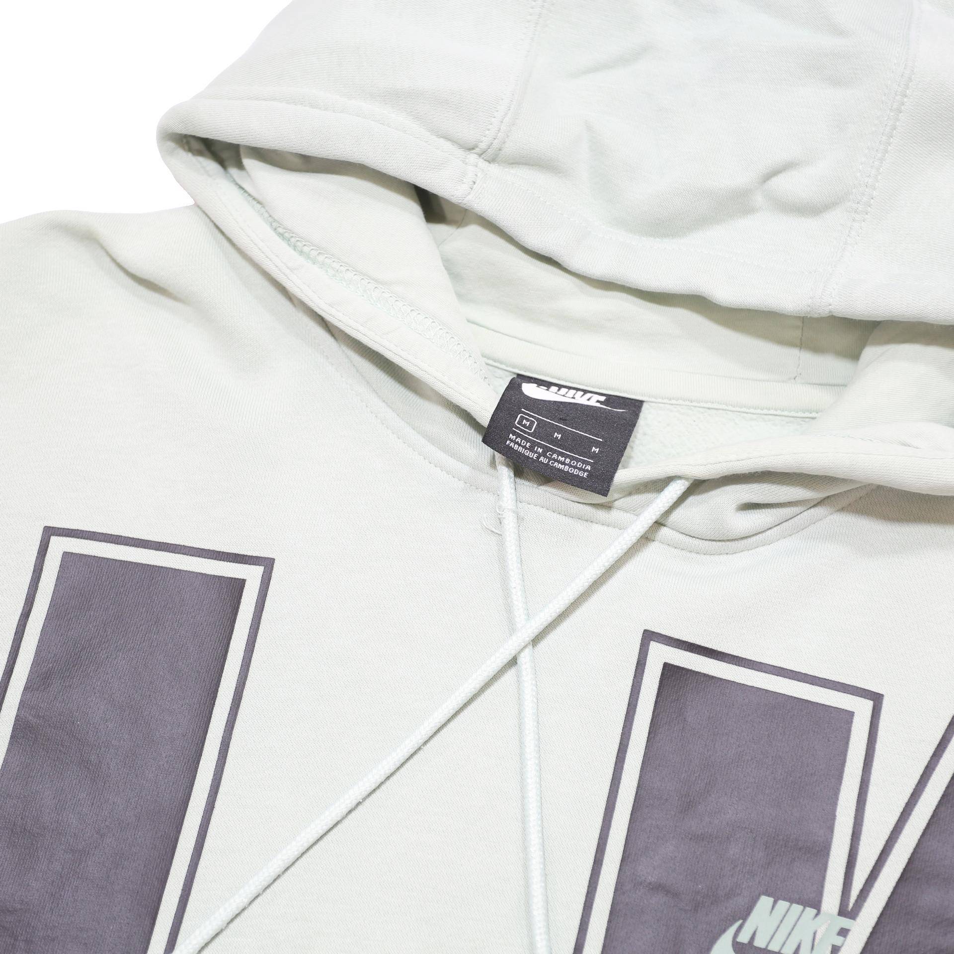 NIKE Womens White & Grey Hoodie M Cotton Blend Casual Oversized Sweatshirt