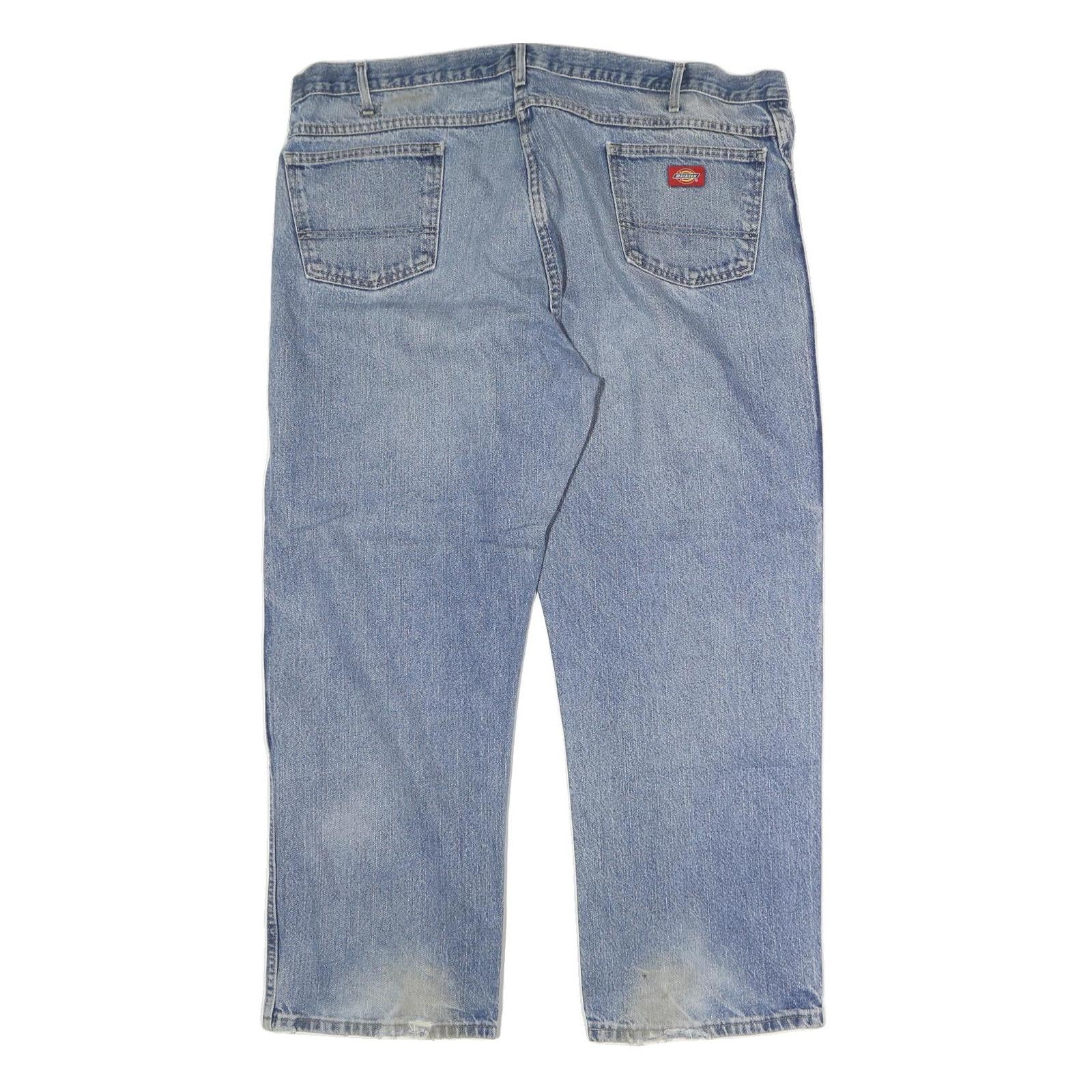 DICKIES Mens Jeans Blue Regular Straight Denim Light W42 L32 Casual Workwear