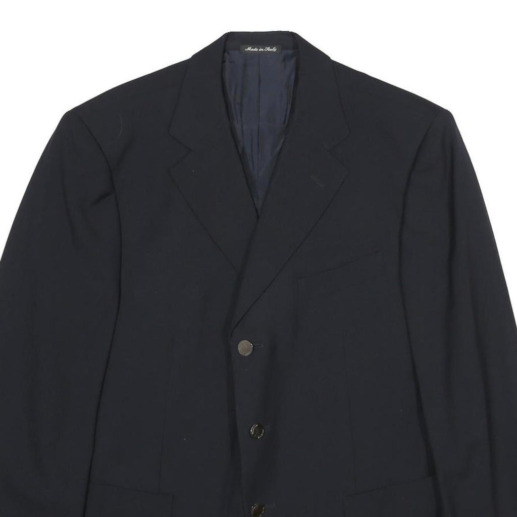 TRUSSARDI Mens Black Wool Classic Jacket L Button Closure Plain