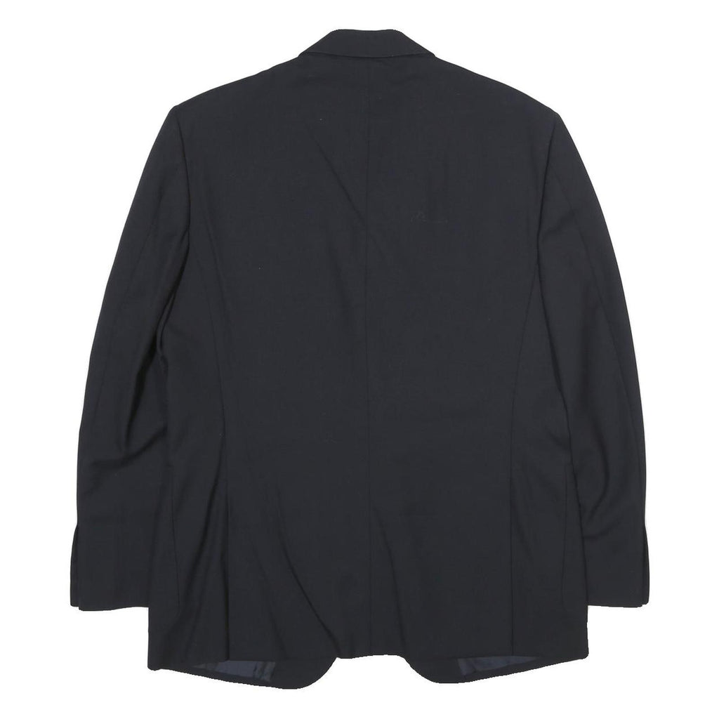 TRUSSARDI Mens Black Wool Classic Jacket L Button Closure Plain