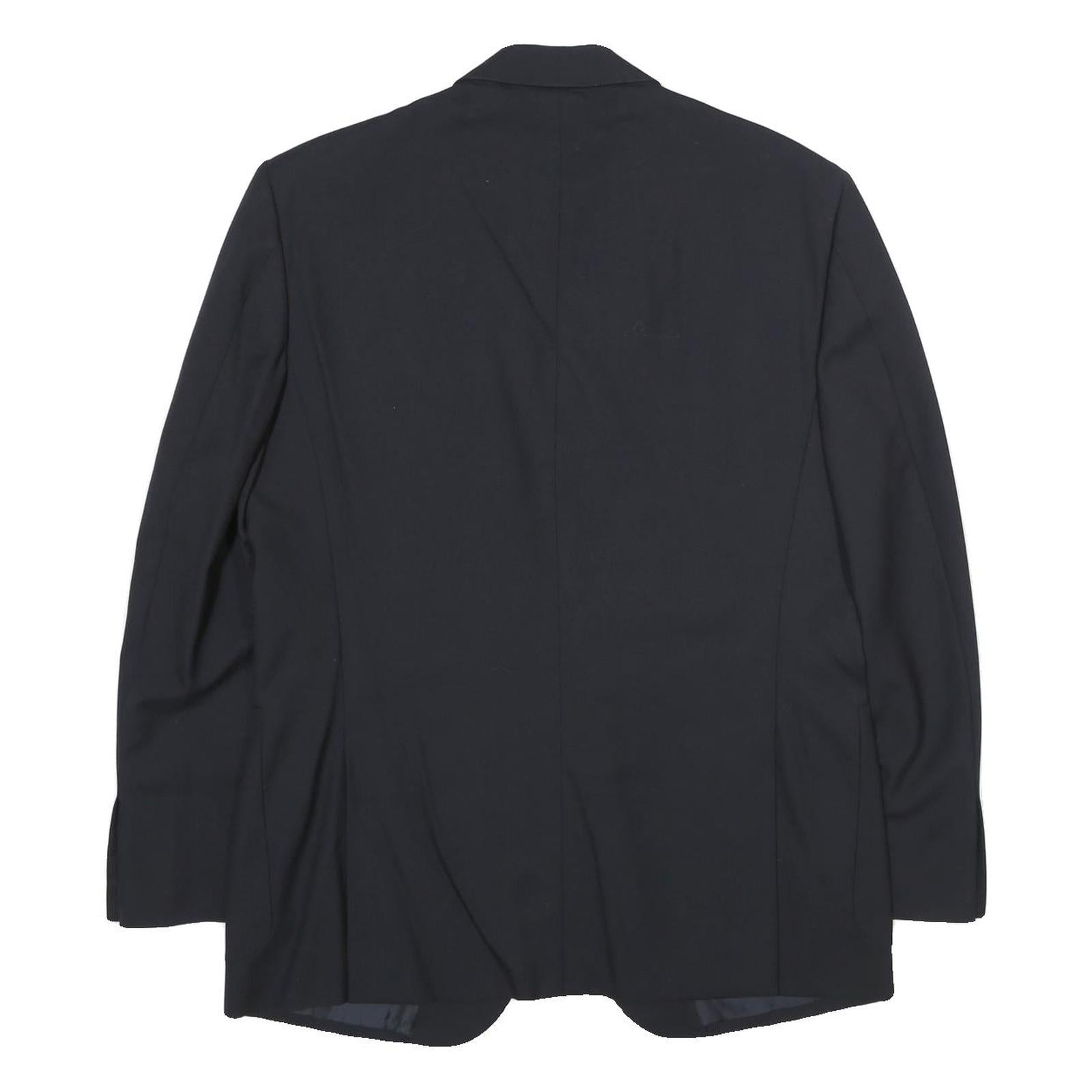 TRUSSARDI Mens Black Wool Classic Jacket L Button Closure Plain