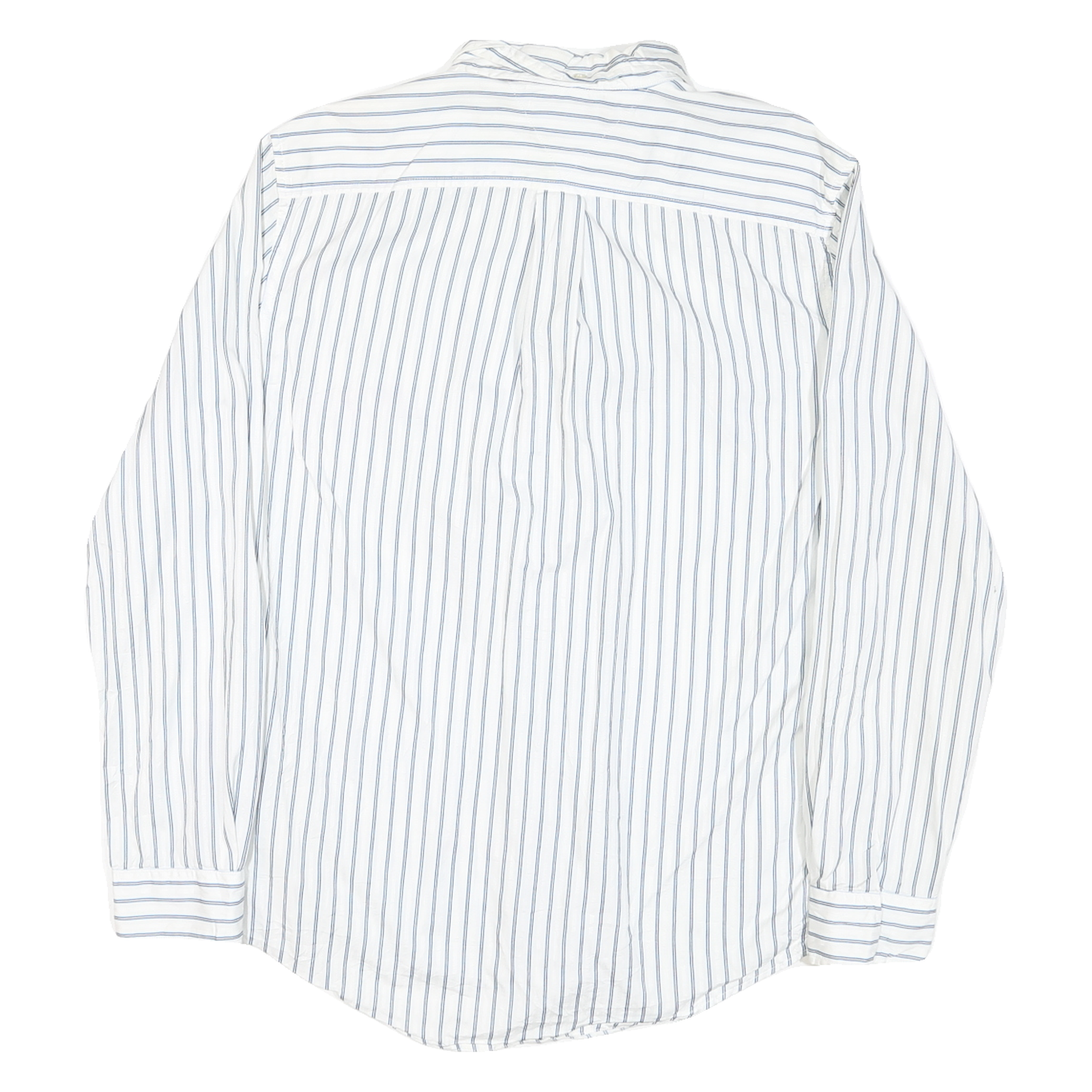TOMMY HILFIGER Mens White & Blue Stripe Shirt L Casual Cotton Blend Long Sleeve