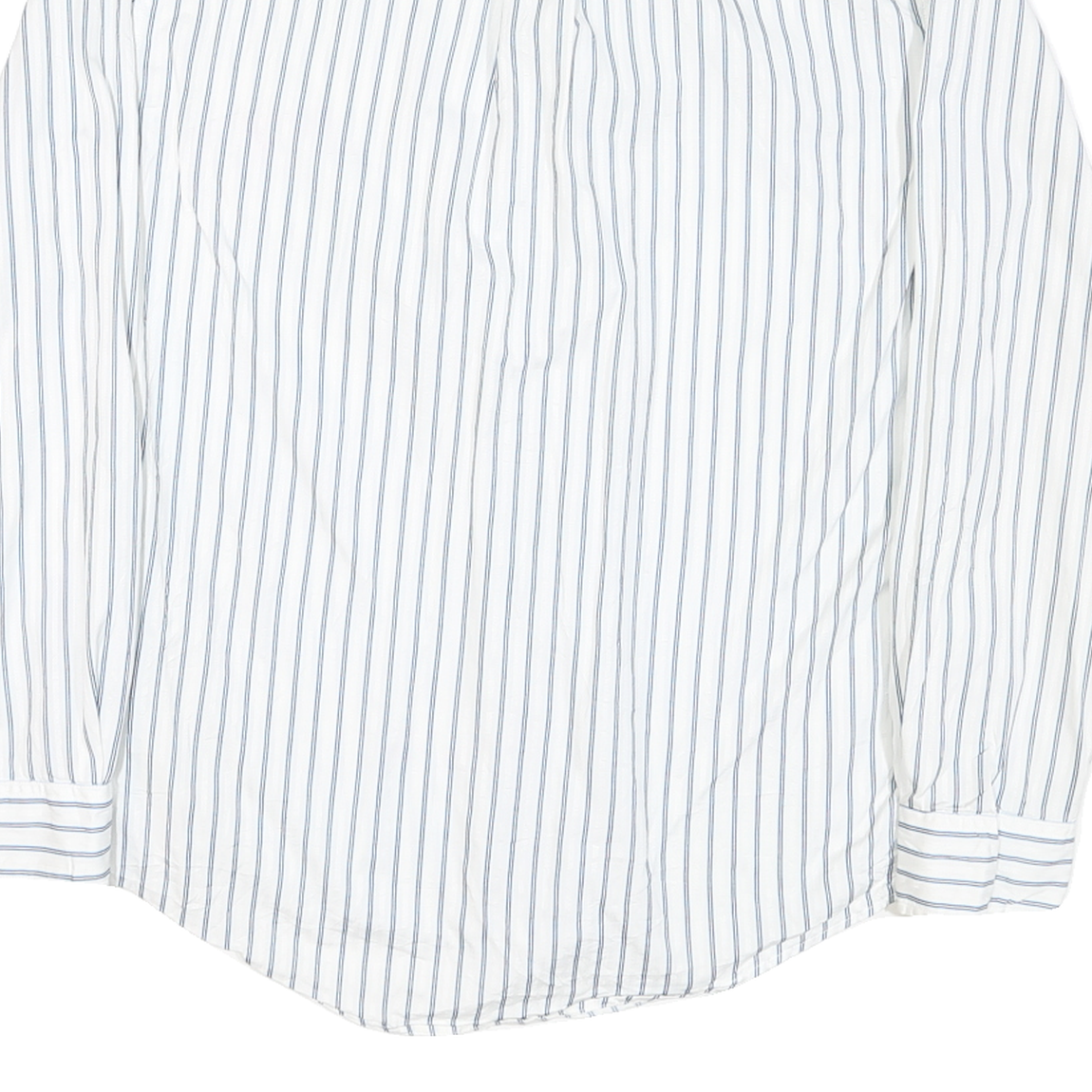 TOMMY HILFIGER Mens White & Blue Stripe Shirt L Casual Cotton Blend Long Sleeve