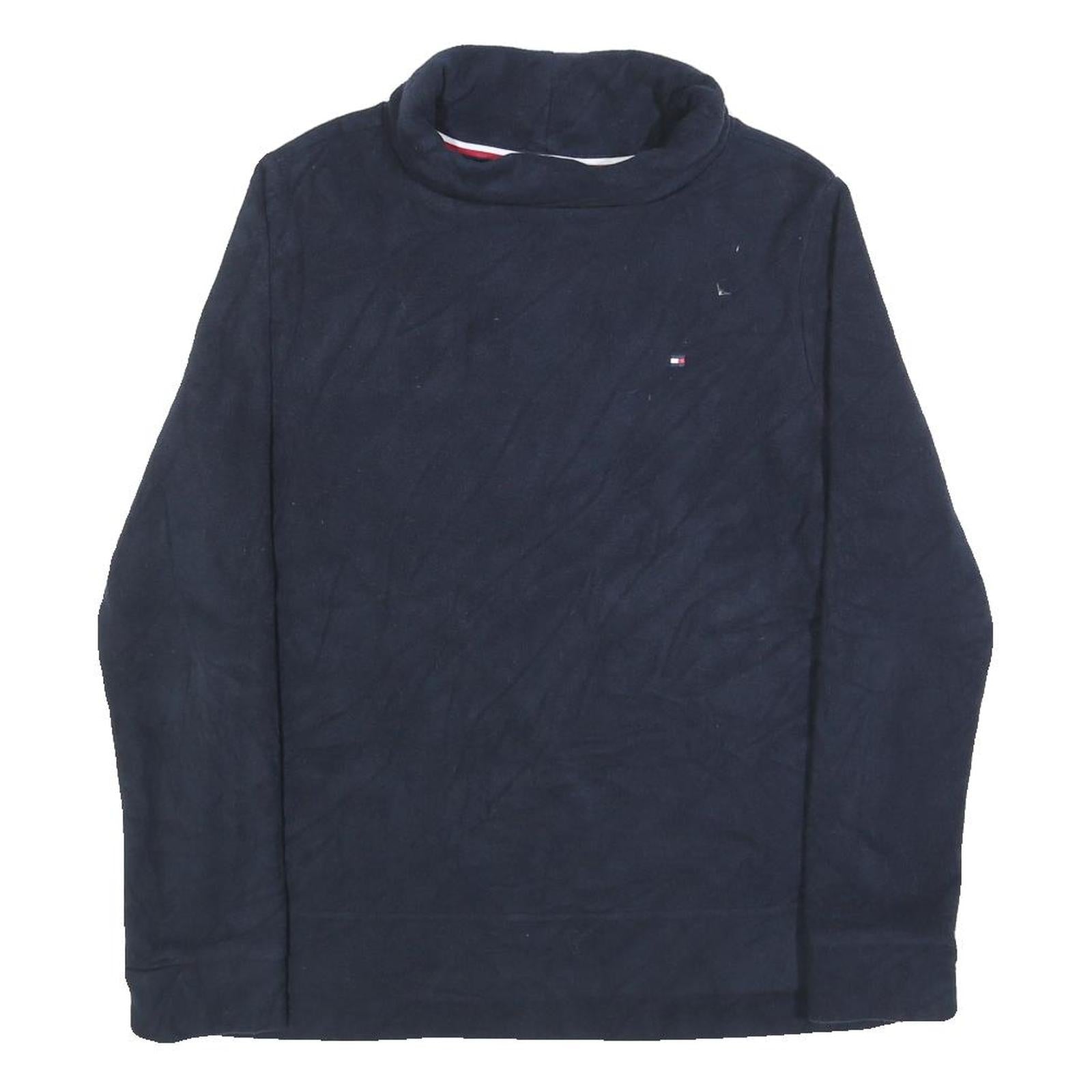 TOMMY HILFIGER Womens Navy Plain Roll Neck Basic Knit Jumper S Casual Warm