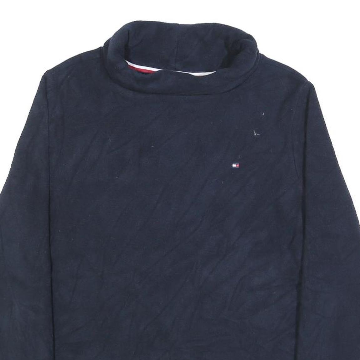 TOMMY HILFIGER Womens Navy Plain Roll Neck Basic Knit Jumper S Casual Warm