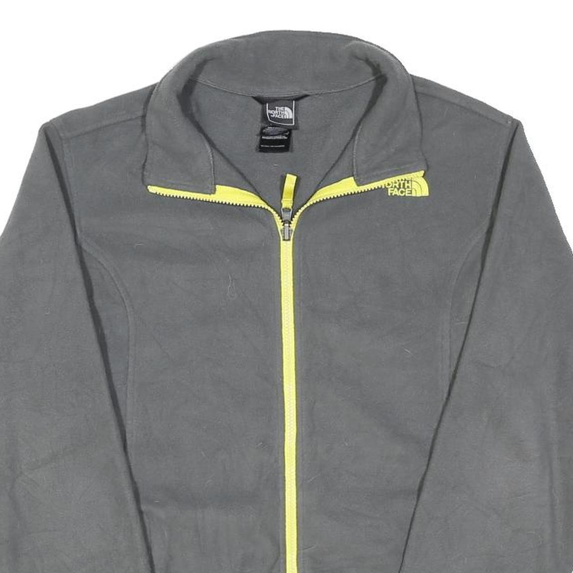 THE NORTH FACE Boys Grey & Yellow Jacket XL Polyester Blend Plain Outdoor Zip