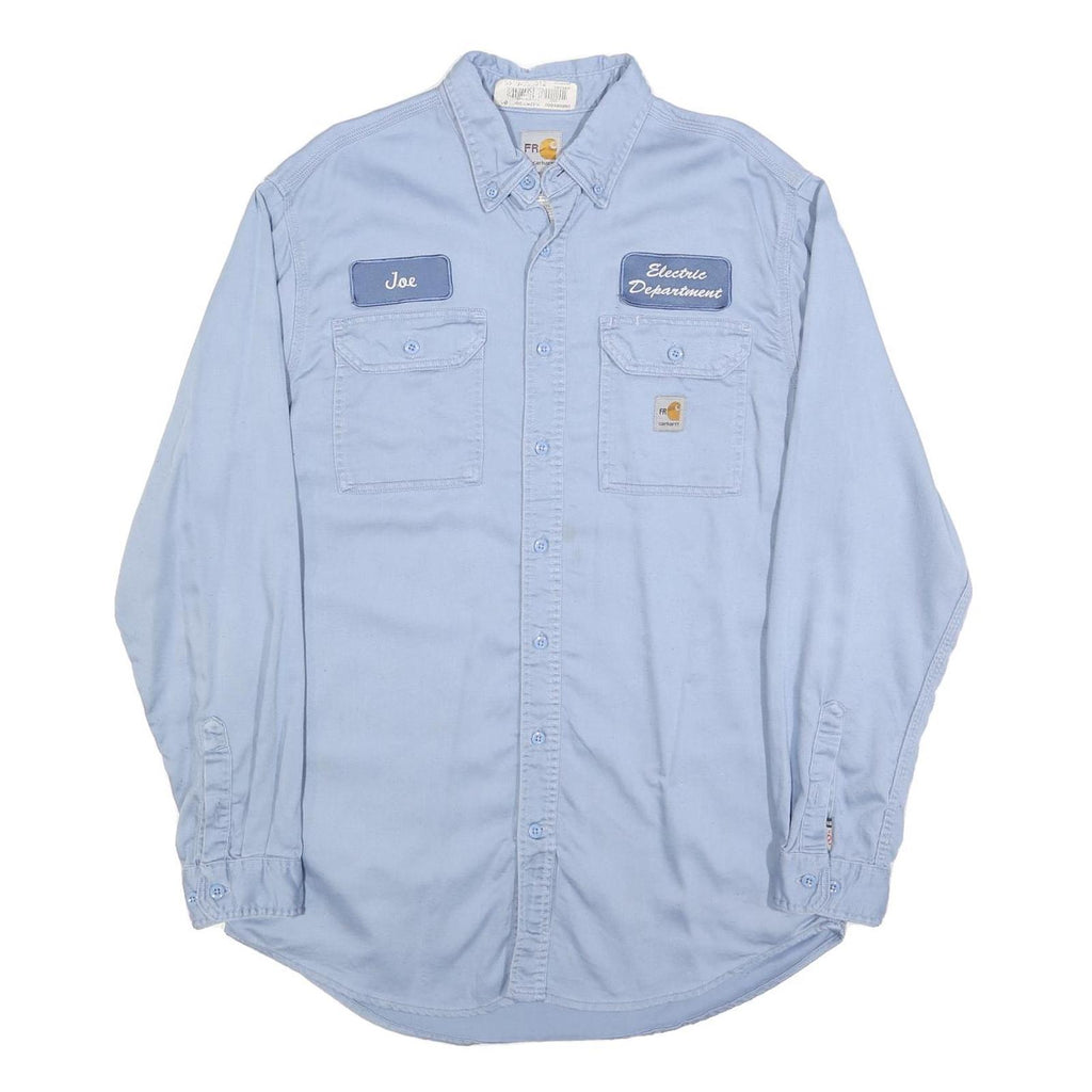 CARHARTT Mens Blue Workwear Shirt L Electric Department Cotton Blend Button Down