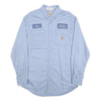 CARHARTT Mens Blue Workwear Shirt L Electric Department Cotton Blend Button Down