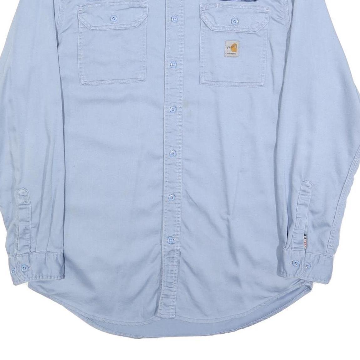 CARHARTT Mens Blue Workwear Shirt L Electric Department Cotton Blend Button Down
