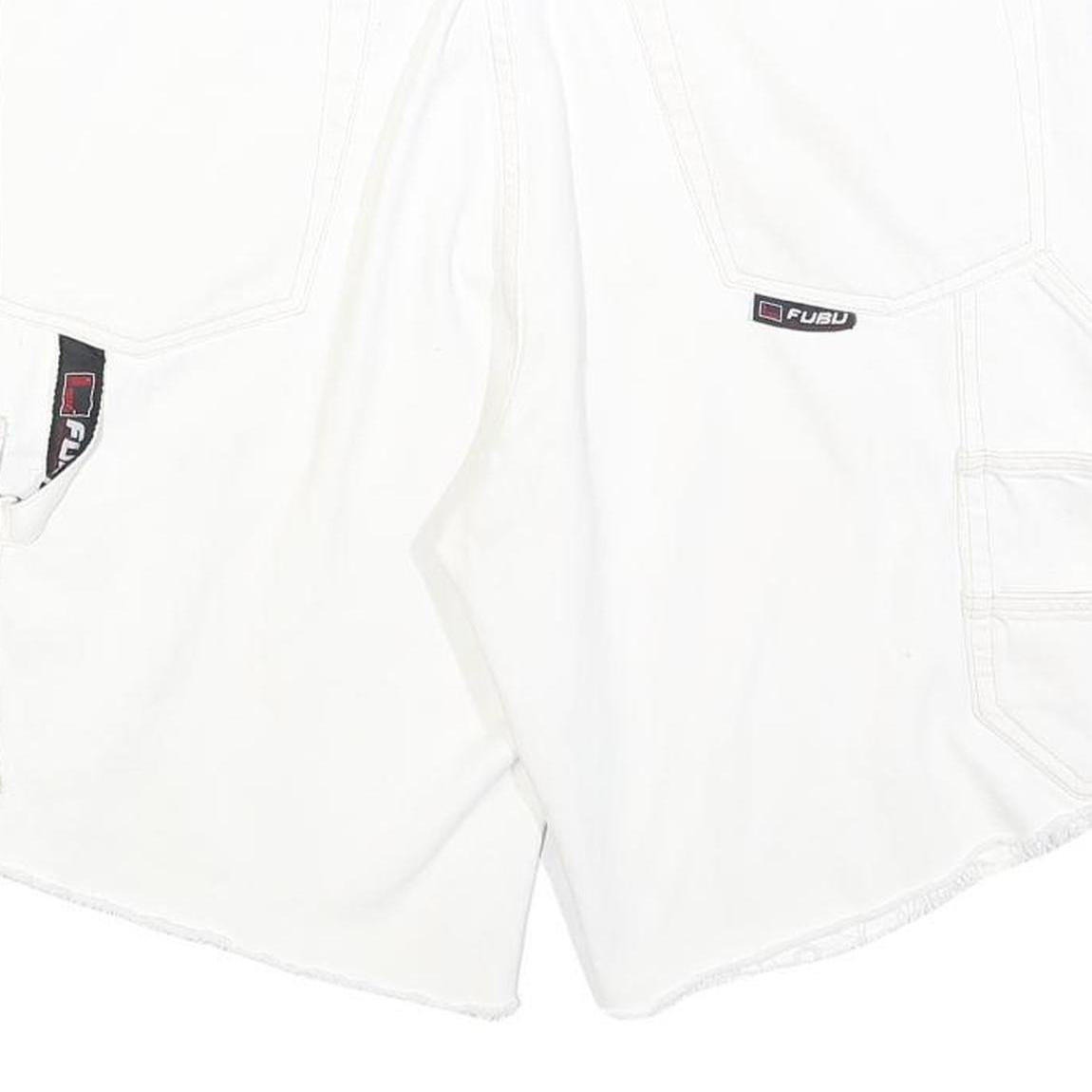 FUBU Mens White Cargo Shorts L W36 Cotton Blend Casual