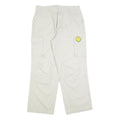 Mens Cotton Blend Relaxed White Cargo Trousers W30 L30 Smiley Patch Pocket