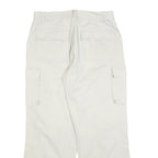 Mens Cotton Blend Relaxed White Cargo Trousers W30 L30 Smiley Patch Pocket