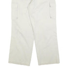 Mens Cotton Blend Relaxed White Cargo Trousers W30 L30 Smiley Patch Pocket