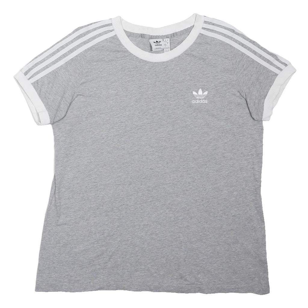 ADIDAS ORIGINALS Womens Grey & White Classic T-Shirt XL Short Sleeve Crew Neck