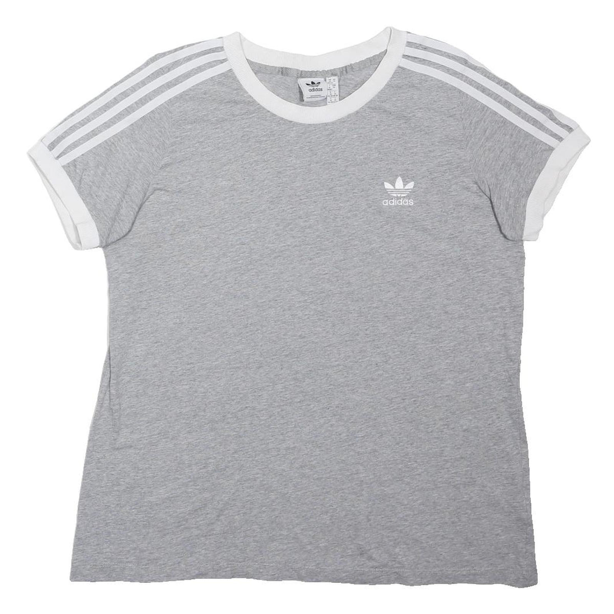 ADIDAS ORIGINALS Womens Grey & White Classic T-Shirt XL Short Sleeve Crew Neck