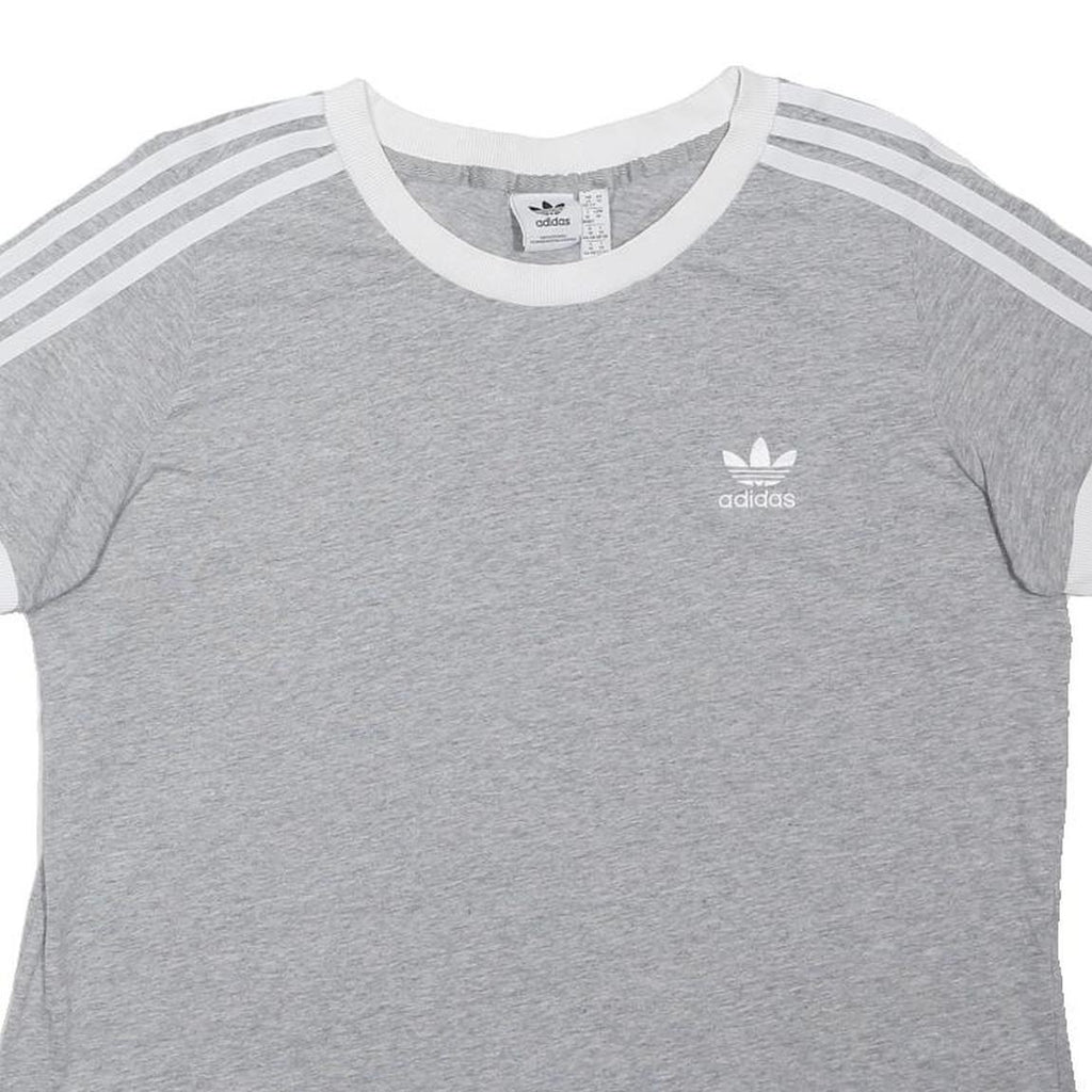 ADIDAS ORIGINALS Womens Grey & White Classic T-Shirt XL Short Sleeve Crew Neck