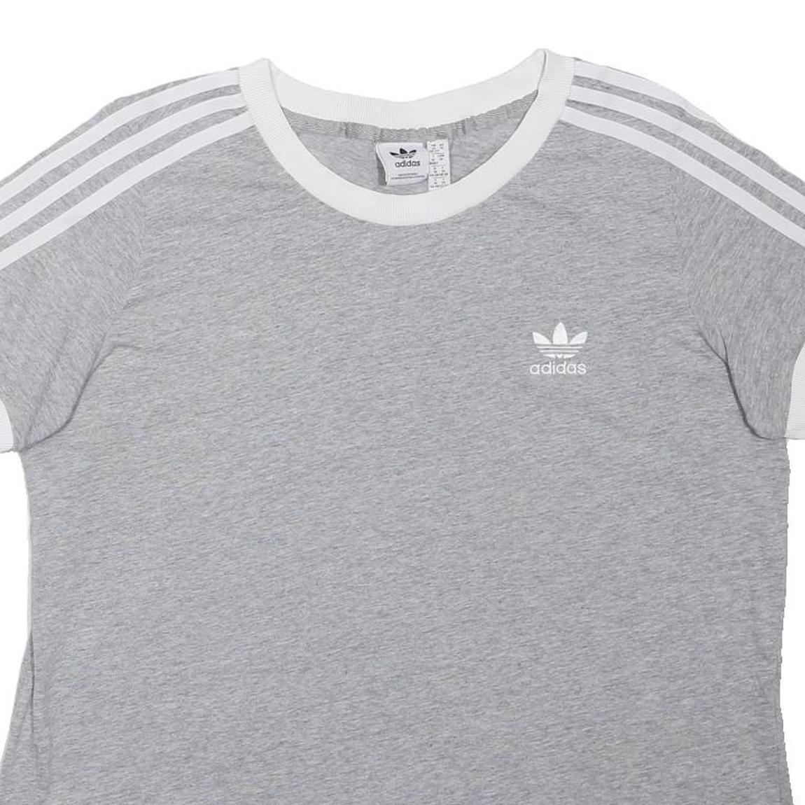 ADIDAS ORIGINALS Womens Grey & White Classic T-Shirt XL Short Sleeve Crew Neck