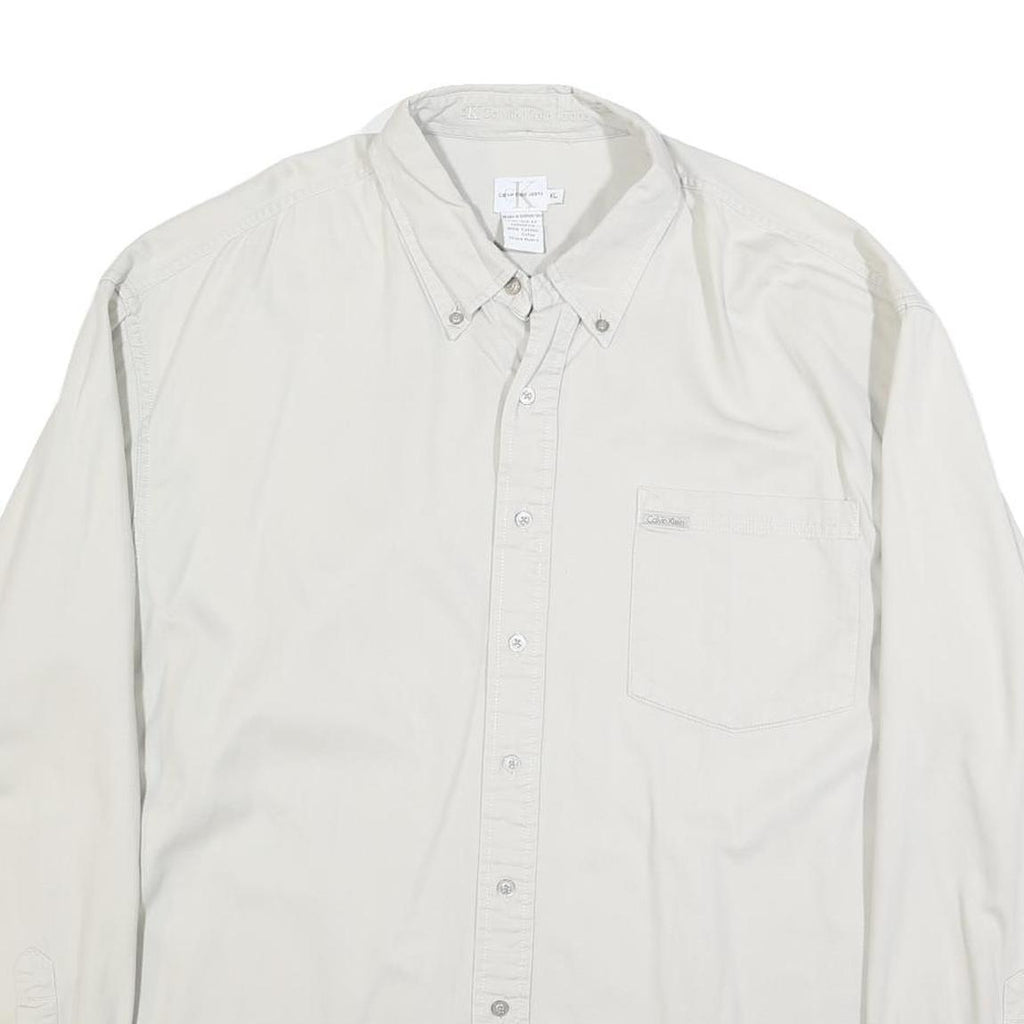 CALVIN KLEIN JEANS Mens White Cotton Shirt XL Classic Button-Down Casual