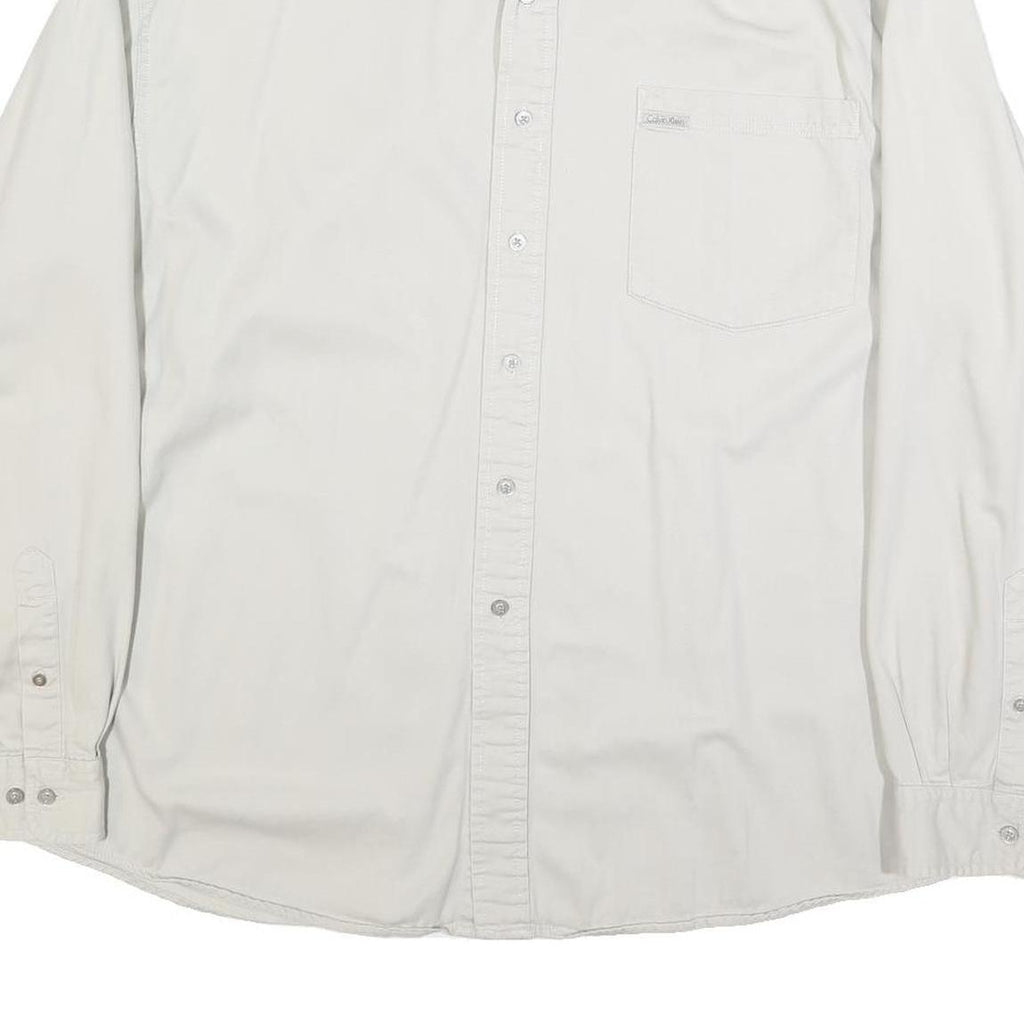 CALVIN KLEIN JEANS Mens White Cotton Shirt XL Classic Button-Down Casual