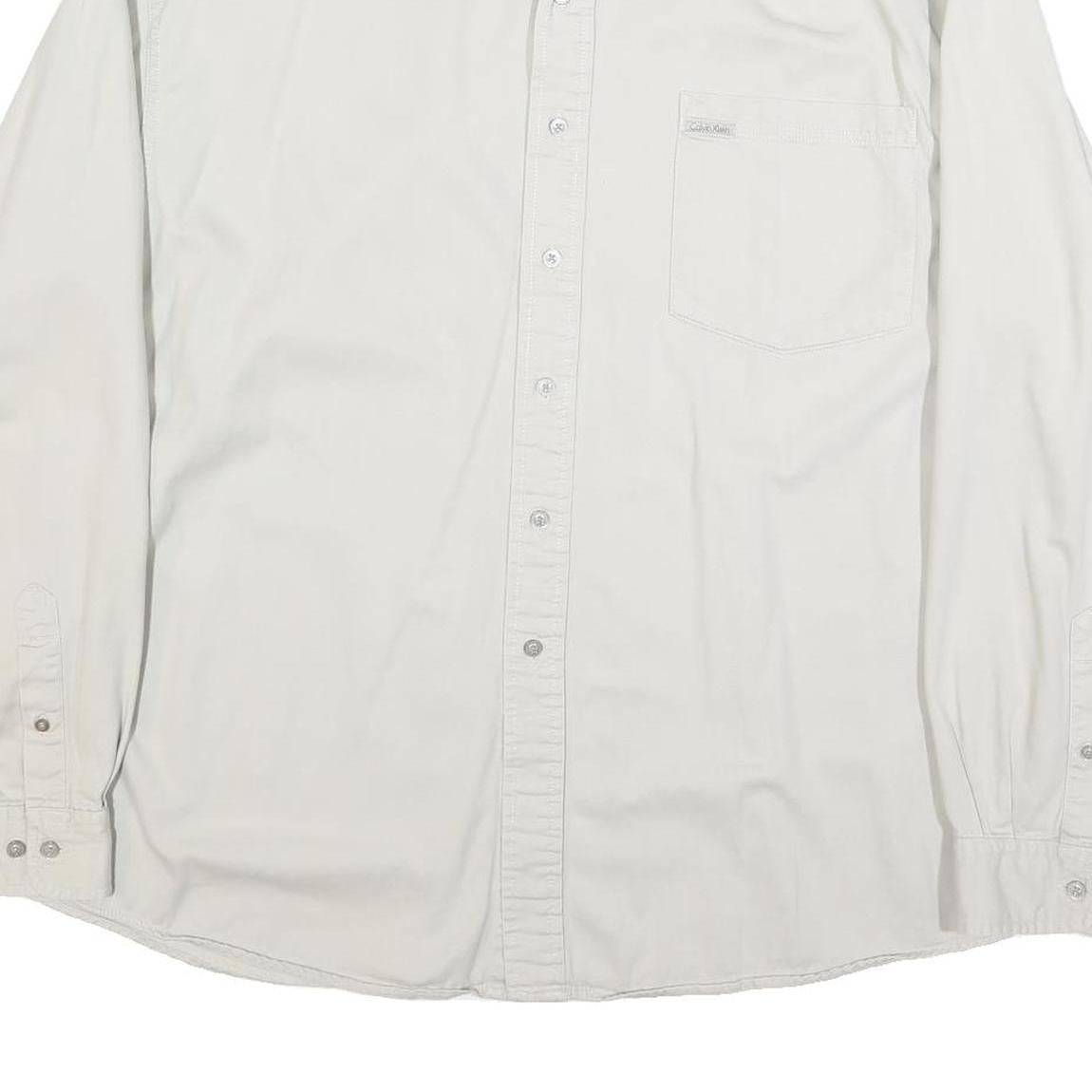 CALVIN KLEIN JEANS Mens White Cotton Shirt XL Classic Button-Down Casual