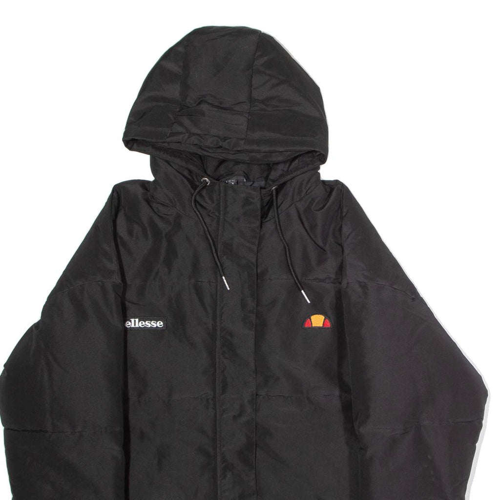 ELLESSE Womens Puffer Jacket Black Hooded UK 12