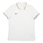 NIKE Mens White & Black Polo Shirt L Short Sleeve Cotton Blend Casual