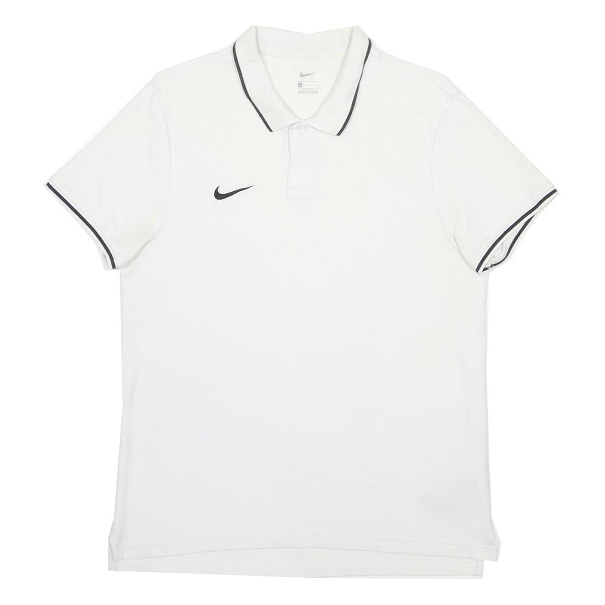NIKE Mens White & Black Polo Shirt L Short Sleeve Cotton Blend Casual