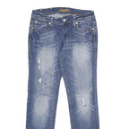 ZIPPER Womens Relaxed Blue Denim Light W32 L32 Distressed Zip Jeans
