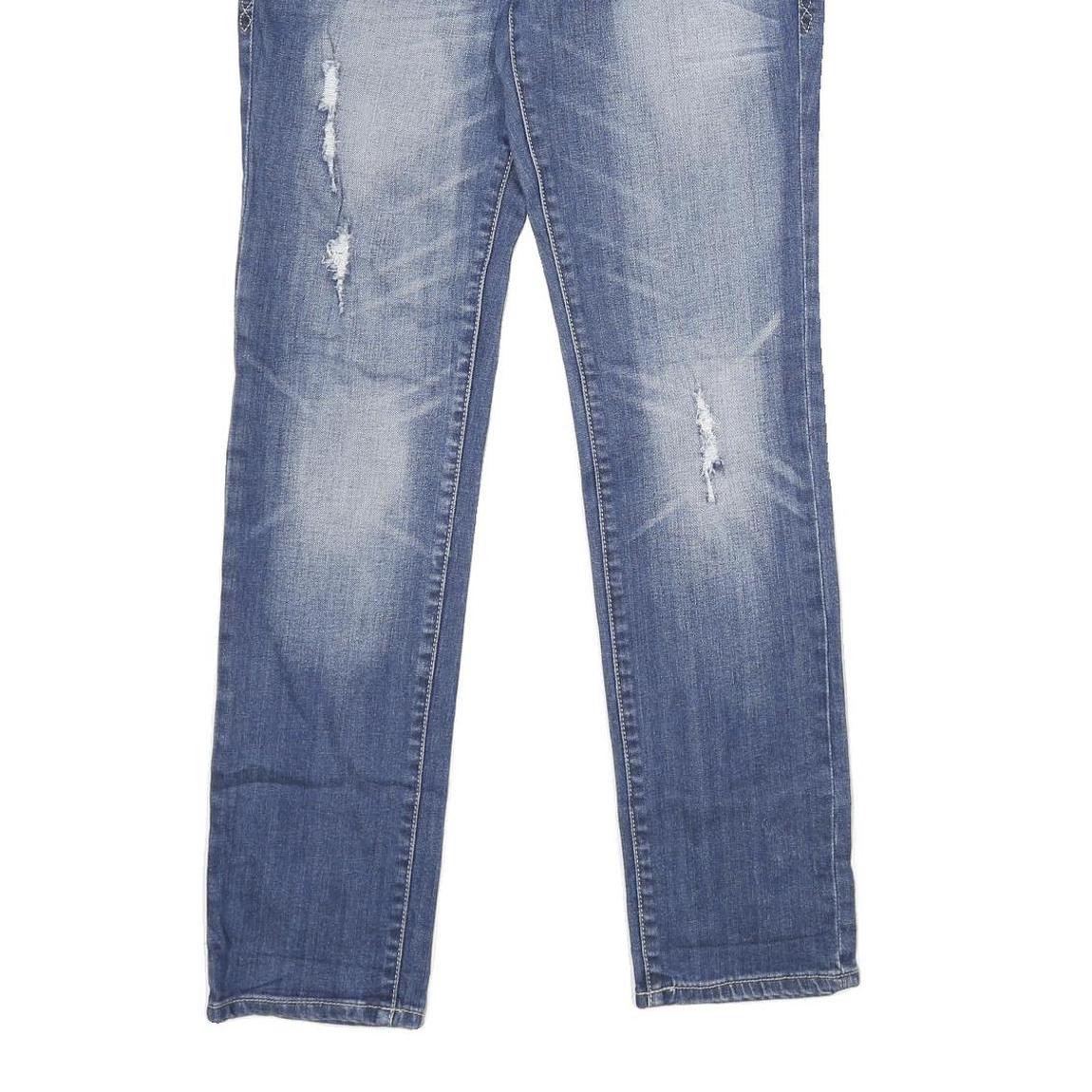 ZIPPER Womens Relaxed Blue Denim Light W32 L32 Distressed Zip Jeans