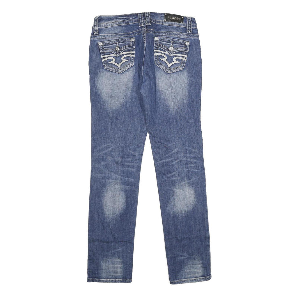 ZIPPER Womens Relaxed Blue Denim Light W32 L32 Distressed Zip Jeans