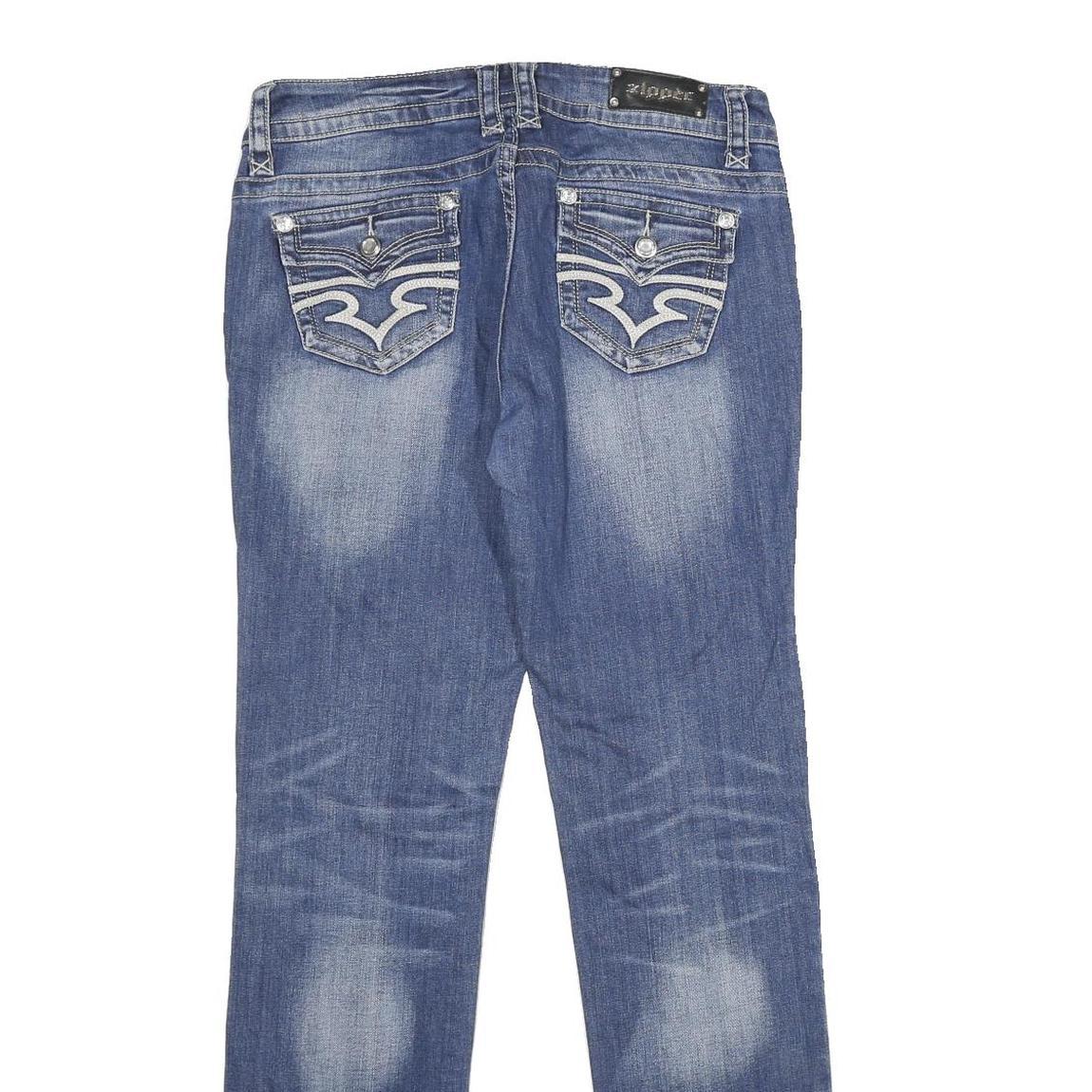 ZIPPER Womens Relaxed Blue Denim Light W32 L32 Distressed Zip Jeans