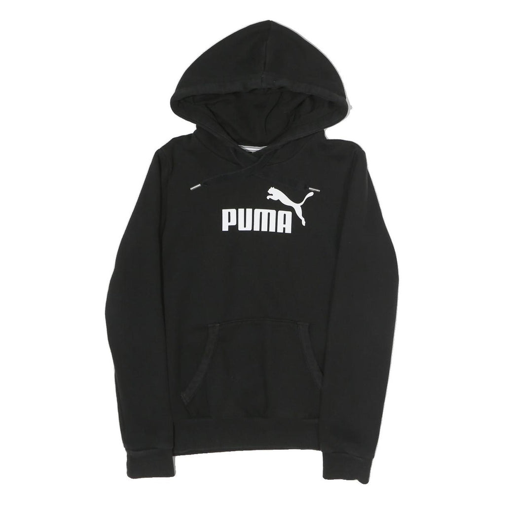 PUMA Womens Black Hoodie UK 8 Classic Logo Pullover Cotton Blend Sweater