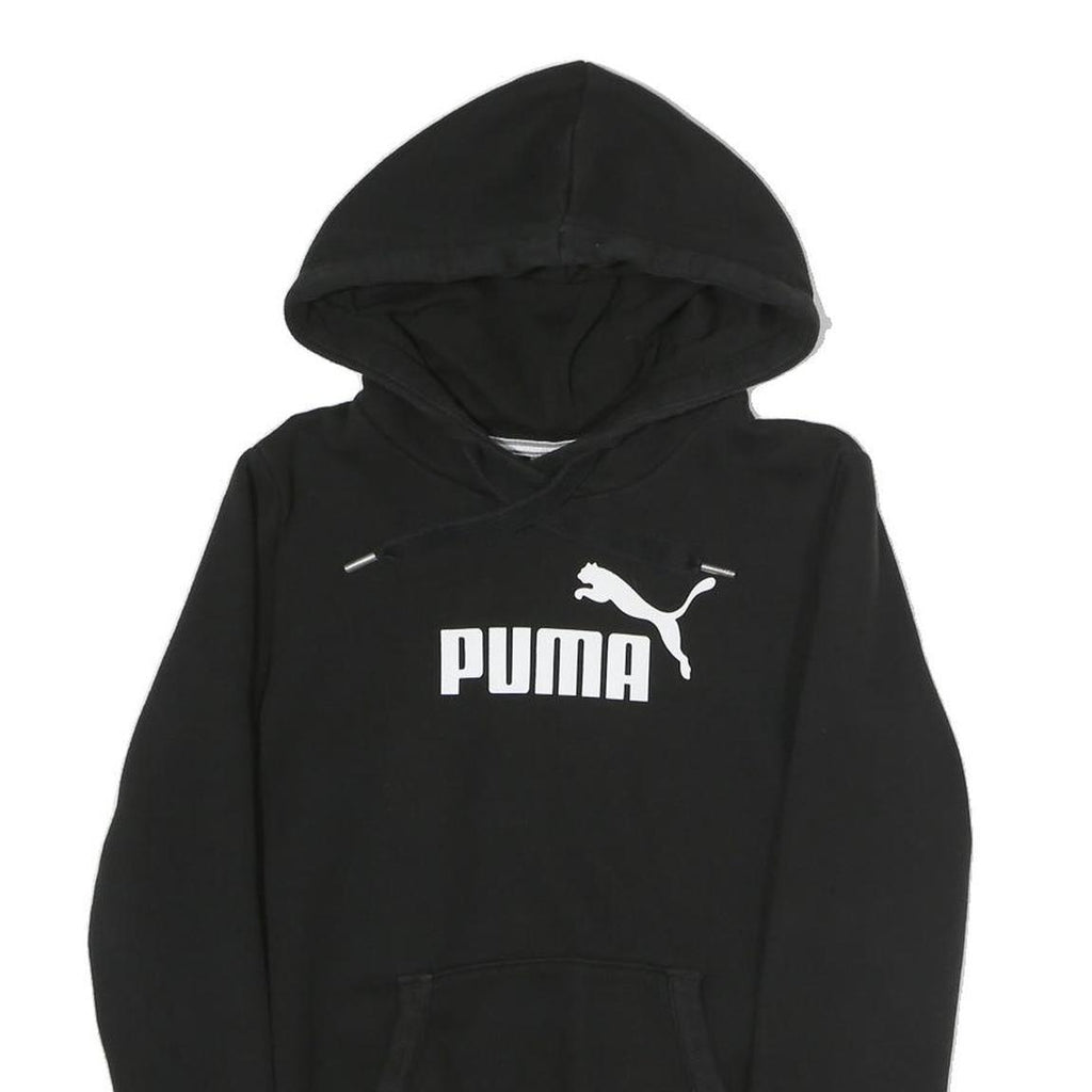 PUMA Womens Black Hoodie UK 8 Classic Logo Pullover Cotton Blend Sweater