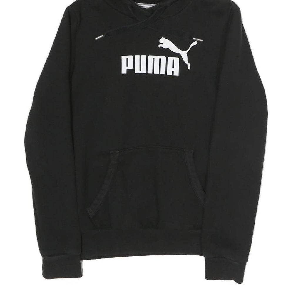 PUMA Womens Black Hoodie UK 8 Classic Logo Pullover Cotton Blend Sweater