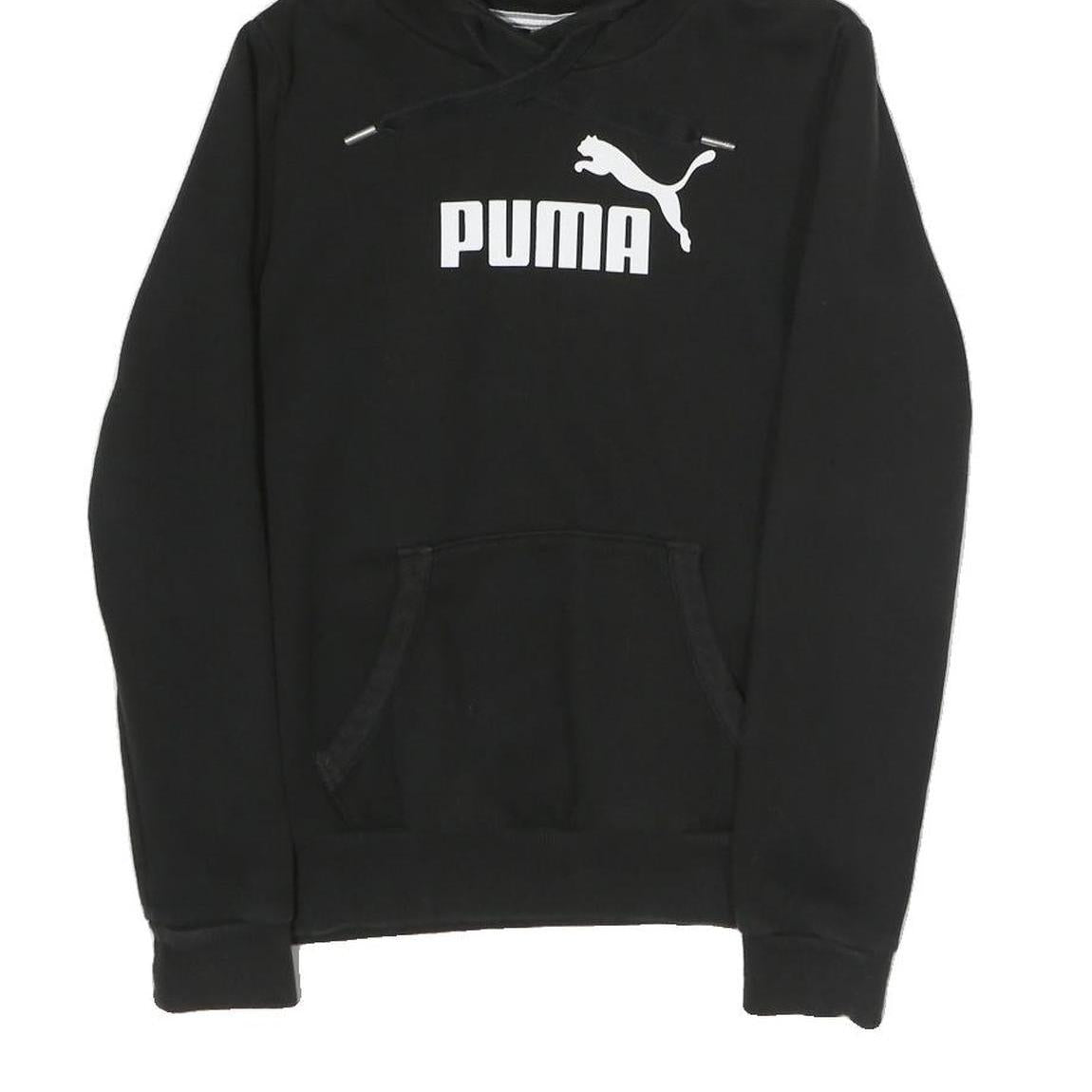 PUMA Womens Black Hoodie UK 8 Classic Logo Pullover Cotton Blend Sweater