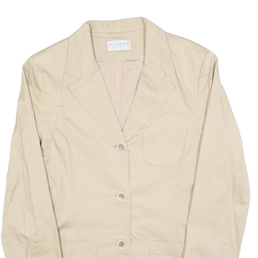 HENNES Womens Beige Cotton Blend Jacket M Classic Single Breasted Button