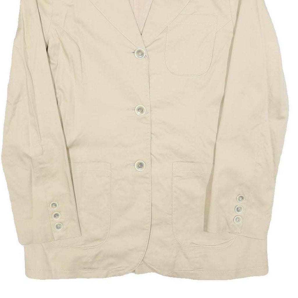 HENNES Womens Beige Cotton Blend Jacket M Classic Single Breasted Button