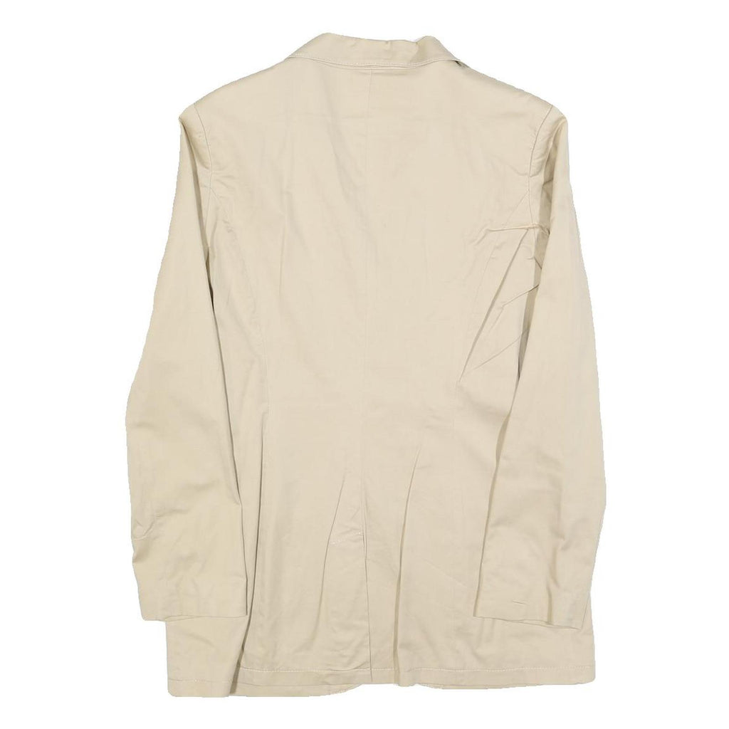 HENNES Womens Beige Cotton Blend Jacket M Classic Single Breasted Button