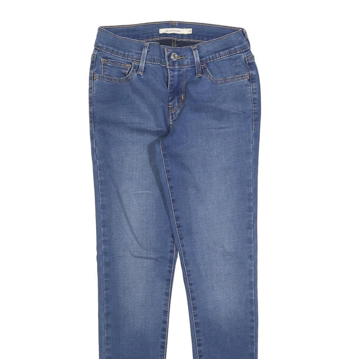 LEVI'S 710 Womens Jeans Blue Slim Skinny Denim Medium W25 L27 Stretch Zip