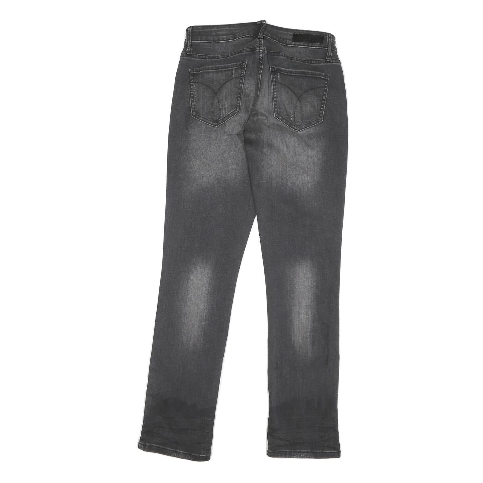 CALVIN KLEIN JEANS Mens Grey Regular Straight Denim Medium W28 L31 Zip Cotton