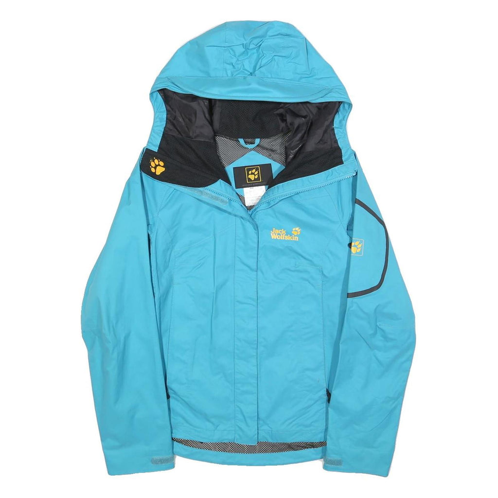 JACK WOLFSKIN Womens Blue Outdoor Jacket UK 8 Polyester Blend Zip Hooded