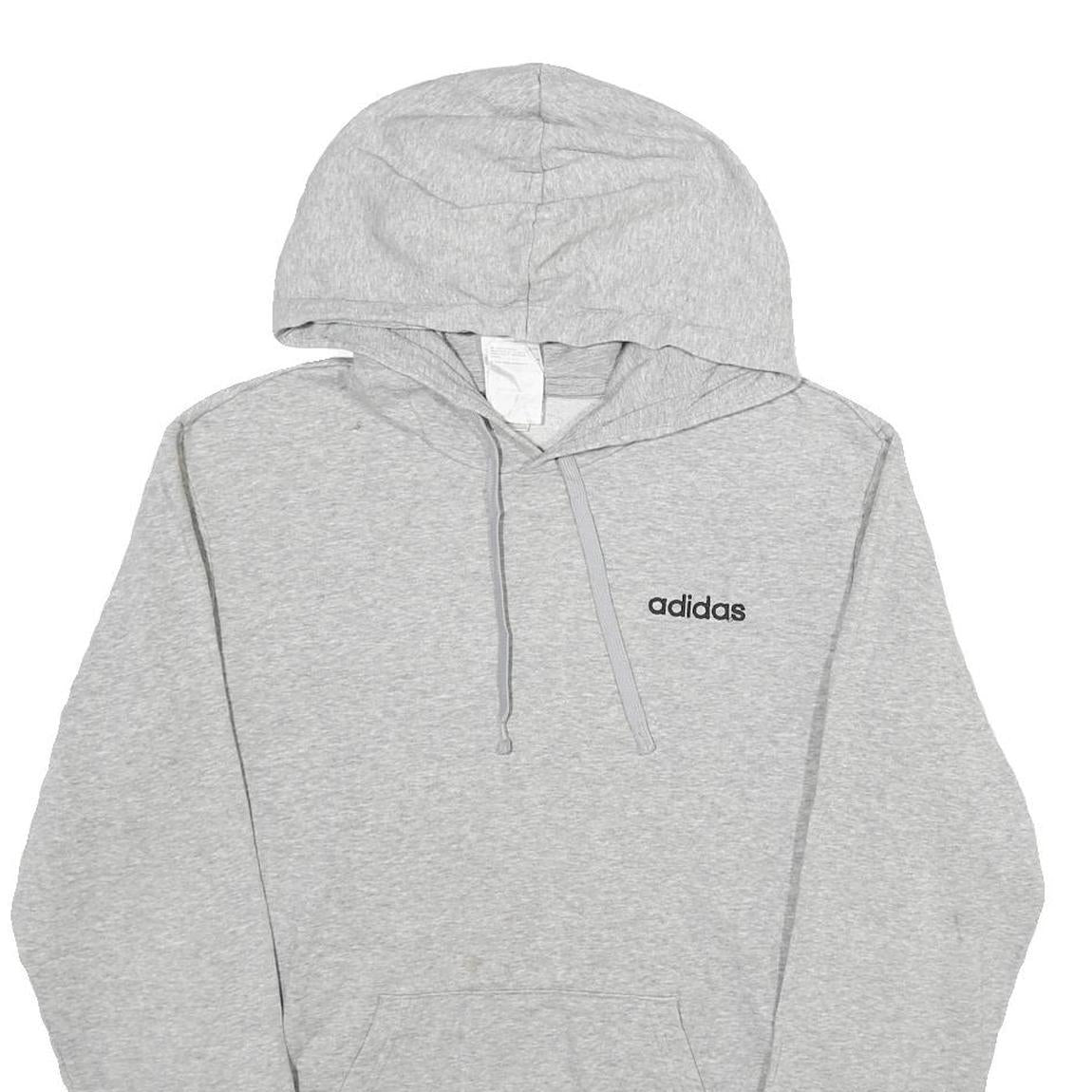 ADIDAS Mens Grey Pullover Hoodie S Cotton Sports Casual Sweatshirt