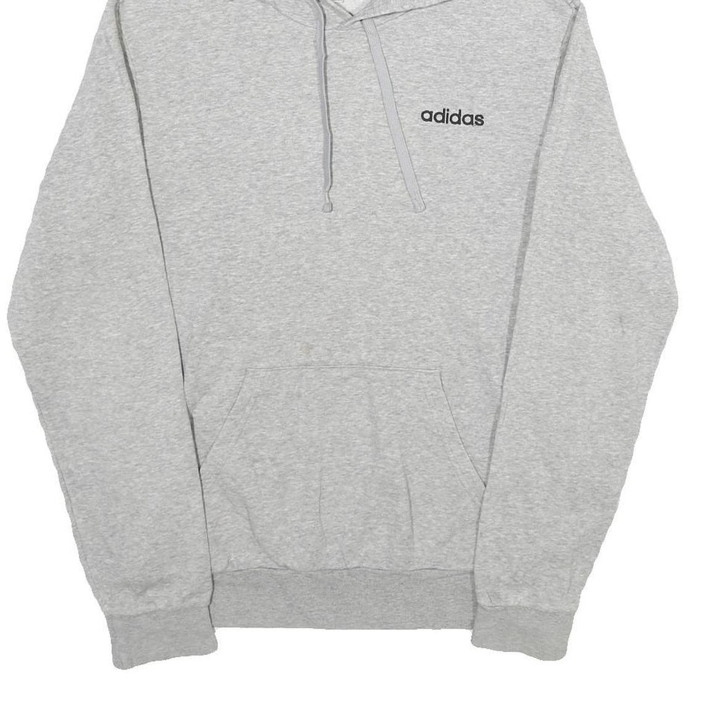 ADIDAS Mens Grey Pullover Hoodie S Cotton Sports Casual Sweatshirt